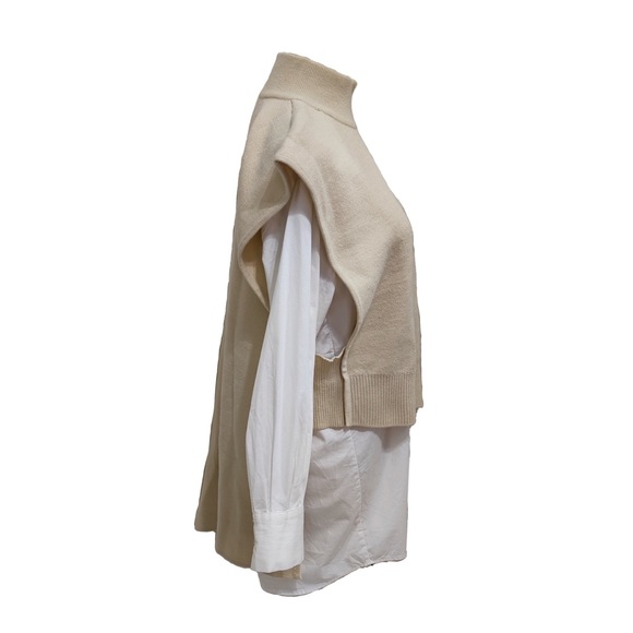 Vest layered nocollar shirts dress - Picture 6 of 12